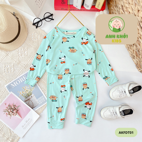  Set 5 bộ dài tay 5 màu Size 80 cho bé trai/bé gái AKFDT01 