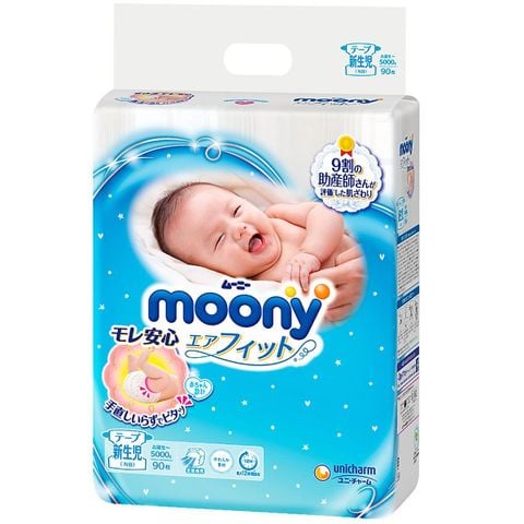  Tã - Bỉm Moony Xanh Nhật Bản dán Newborn 90 