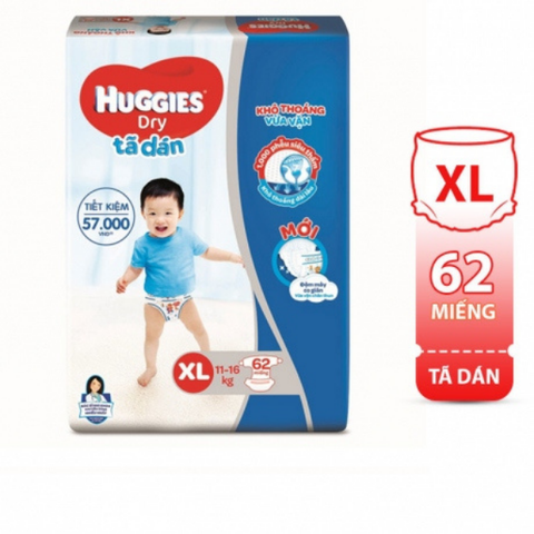  Tã dán Huggies XL62 (11-16Kg) 