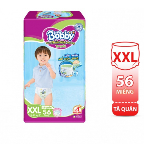  Tã quần Bobby XXL56 (+ 8 miếng ) cho bé từ 15 - 25Kg 