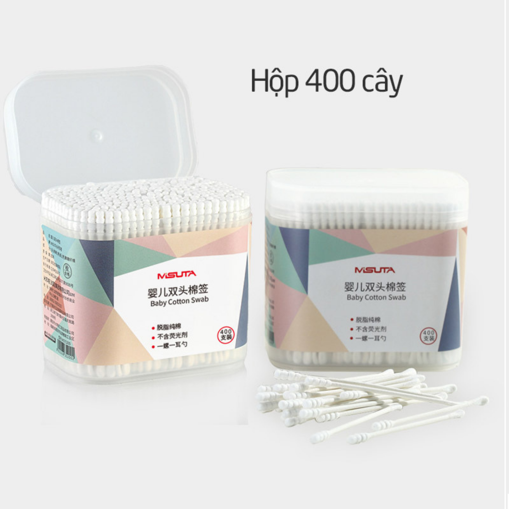  Tăm bông Misuta 2 đầu hộp 400 cái 