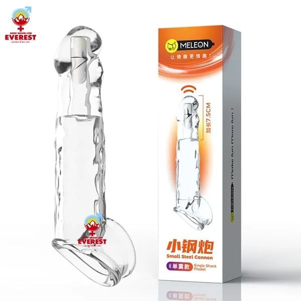  Bao cao su đôn dên 7.5cm đầu trơn rung có quai đeo Meleon 