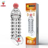  Bao cao su đôn đên đầu bi rung thân bi có quai đeo Meleon 