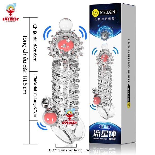  Bao cao su đôn đên đầu gai bi rung đuôi gai bi rung có quai đeo Meleon 