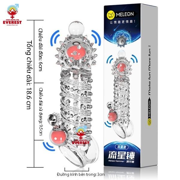  Bao cao su đôn đên đầu gai bi rung đuôi gai bi rung có quai đeo Meleon 