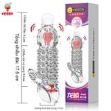  Bao cao su đôn đên đầu tròn bi rung thân vảy rồng có quai đeo Meleon 