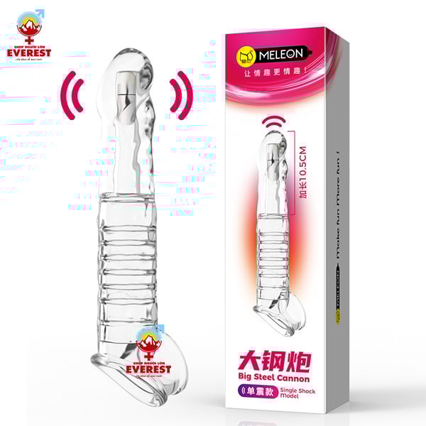  Bao cao su đôn dên đầu trơn rung có quai đeo Meleon 