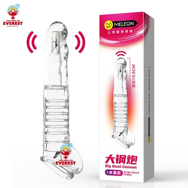  Bao cao su đôn dên đầu trơn rung có quai đeo Meleon 