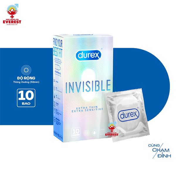  Bao cao su Durex Invisible Extra Thin siêu mỏng hộp 10 Cái 