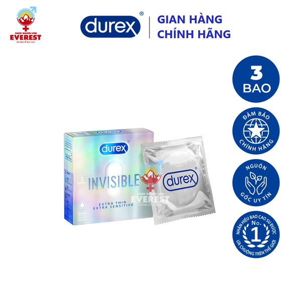  Bao cao su Durex Invisible Extra Thin siêu mỏng hộp 3 Cái 