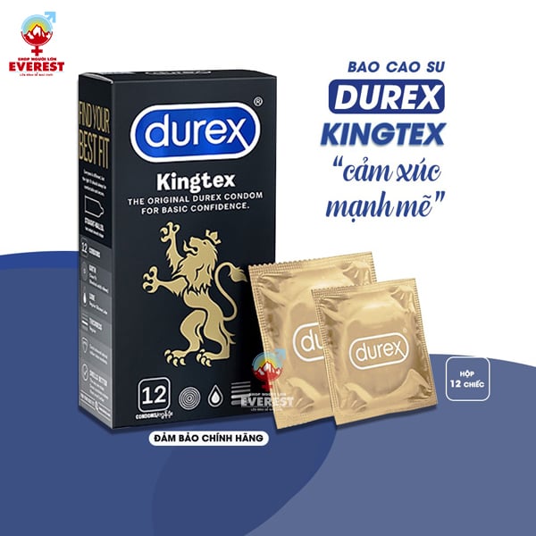  Bao cao su Durex Kingtex ôm sát bôi trơn hộp 12 cái 