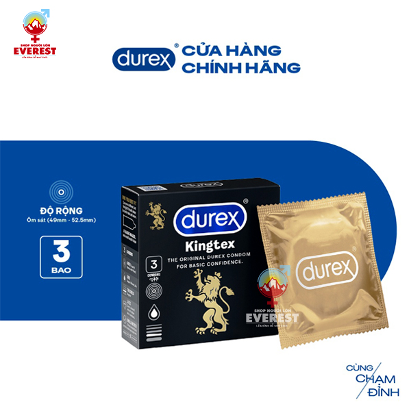  Bao cao su Durex Kingtex ôm sát bôi trơn hộp 3 cái 