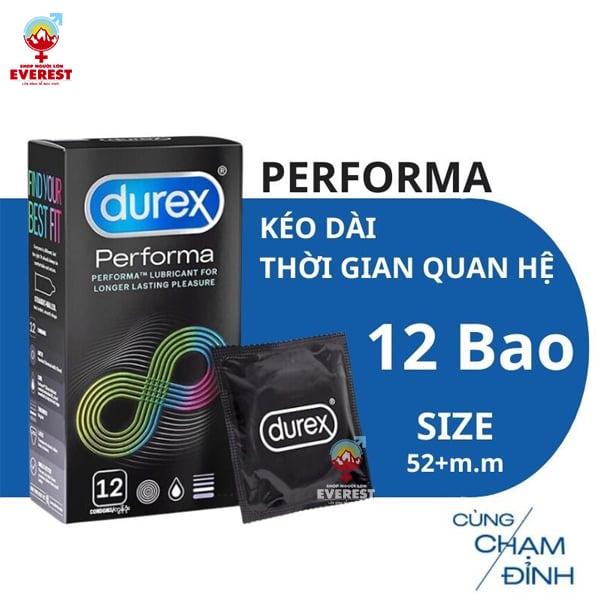  Bao cao su Durex Performa làm mát kéo dài thời gian hộp 12 cái 