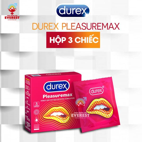 Bao cao su Durex Pleasure Max có gân và chấm nổi hộp 3 cái 
