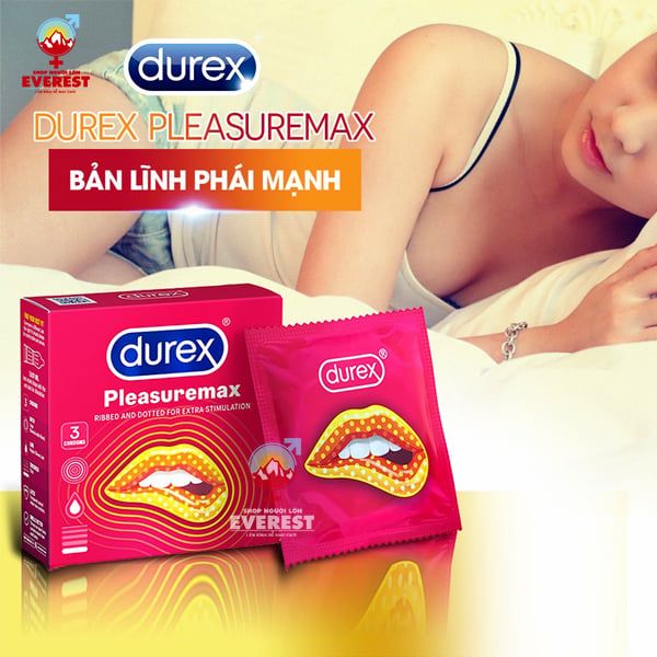  Bao cao su Durex Pleasure Max có gân và chấm nổi hộp 3 cái 