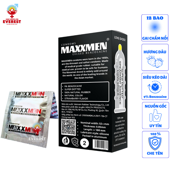  Bao cao su Maxxmen Pro Long siêu mỏng gân gai kéo dài thời gian 