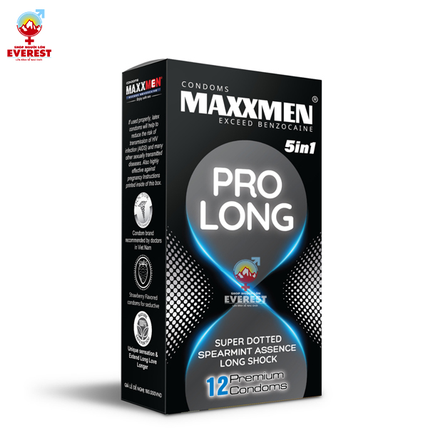  Bao cao su Maxxmen Pro Long siêu mỏng gân gai kéo dài thời gian 