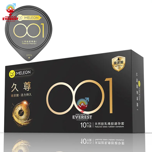  Bao cao su Meleon 001 Black siêu mỏng hộp 10 cái cao cấp 