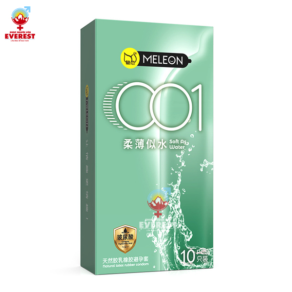  Bao cao su Meleon 001 Soft As Water siêu mỏng Hộp 10 cái 