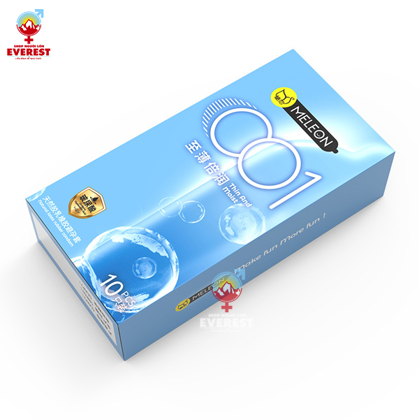  Bao cao su Meleon 001 Thin and Moist mỏng và dưỡng ẩm Hộp 10 cái 