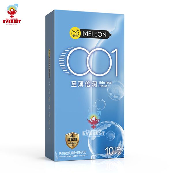  Bao cao su Meleon 001 Thin and Moist mỏng và dưỡng ẩm Hộp 10 cái 