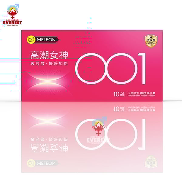  Bao cao su Meleon 001 Pink siêu mỏng nhiều gel bôi trơn hộp 10 cái 