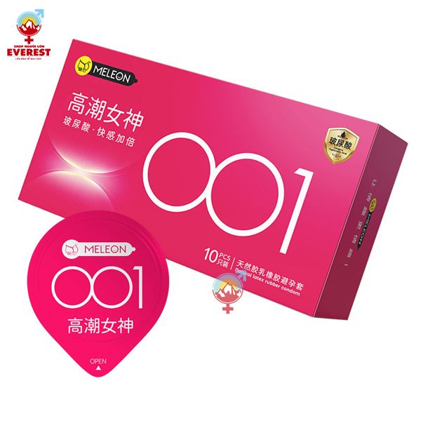  Bao cao su Meleon 001 Pink siêu mỏng nhiều gel bôi trơn hộp 10 cái 