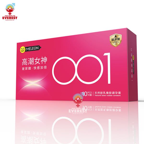  Bao cao su Meleon 001 Pink siêu mỏng nhiều gel bôi trơn hộp 10 cái 