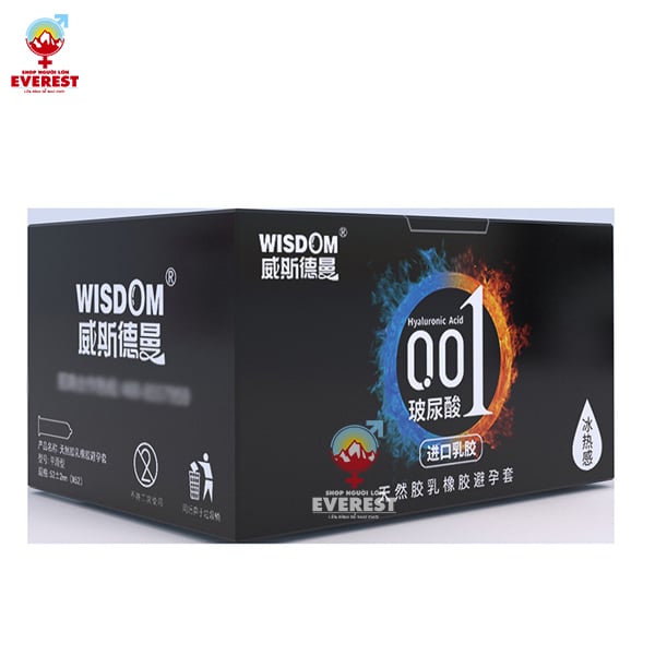  Bao cao su Wisdom 001 Black siêu mỏng nóng lạnh hộp 10 cái cao cấp 