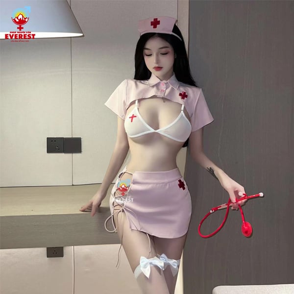  Bộ đồ hóa trang Cosplay Y Tá hồng sexy gợi cảm 