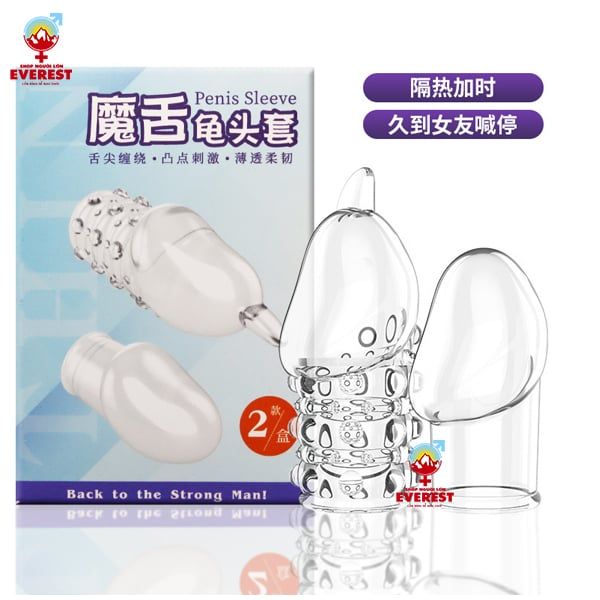  Bộ đôi bao cao su silicon đeo đầu khấc loại đầu kín có gai 