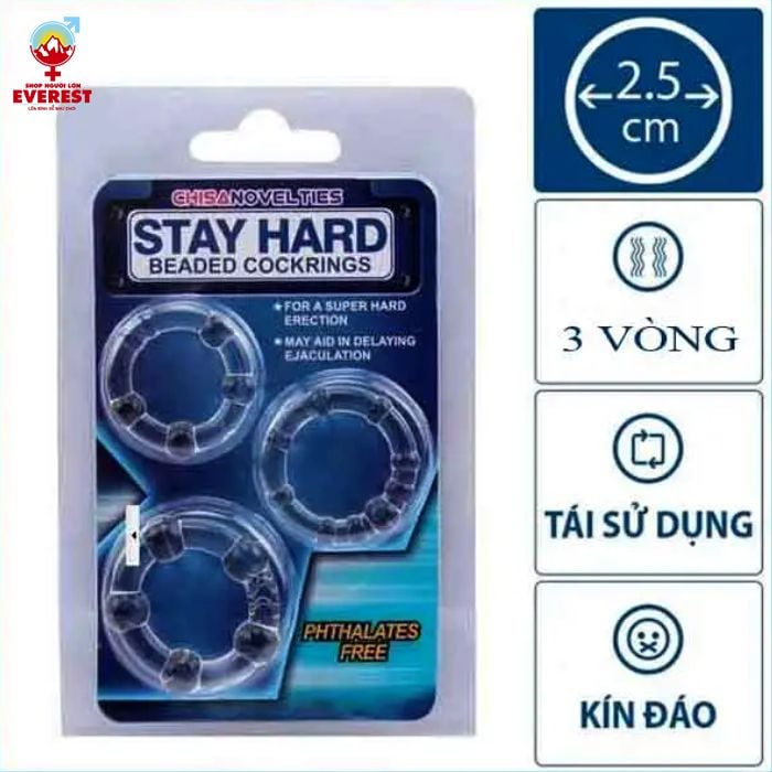  Bộ vòng đeo dương vật chống xuất tinh sớm Stay Hard 