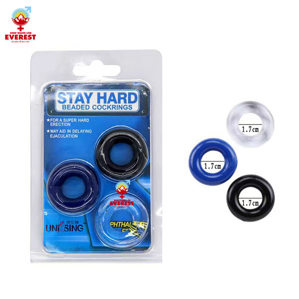  Bộ vòng đeo dương vật Stay Hard 3 màu chống xuất tinh sớm 