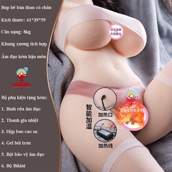  Búp bê bán thân có chân bộ xương tích hợp sưởi ấm thông minh 8kg 