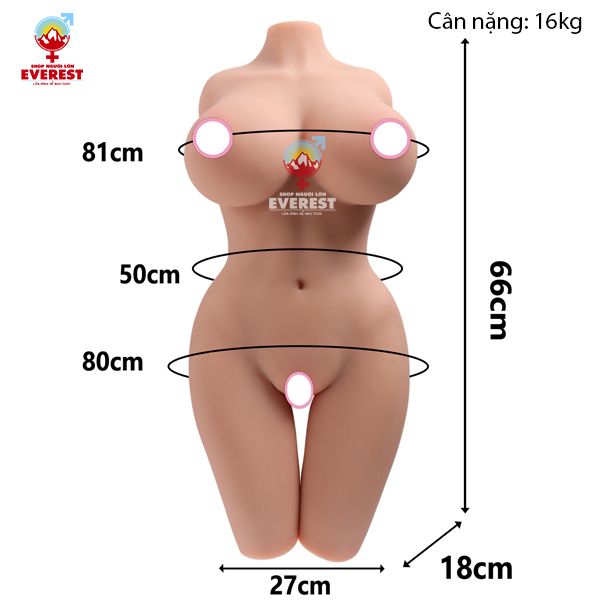  Búp bê tình dục silicon bán thân âm đạo hồng hào như thật 16kg 