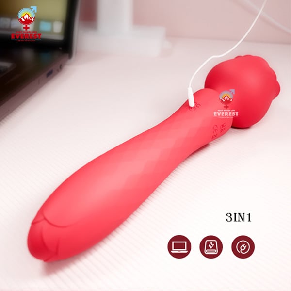  chày rung 2 đầu hoa hồng có gai xoay 360 độ kích thích điểm G giá rẻ 