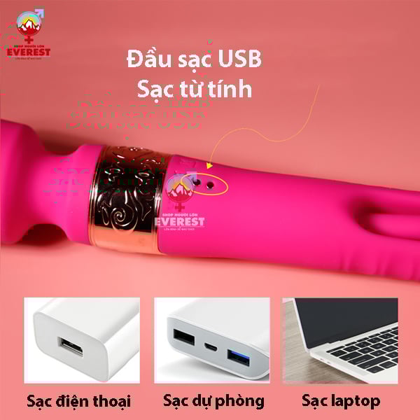  Chày rung Ellie 2 đầu kèm lưỡi rung 10 tần số cực mạnh cao cấp 