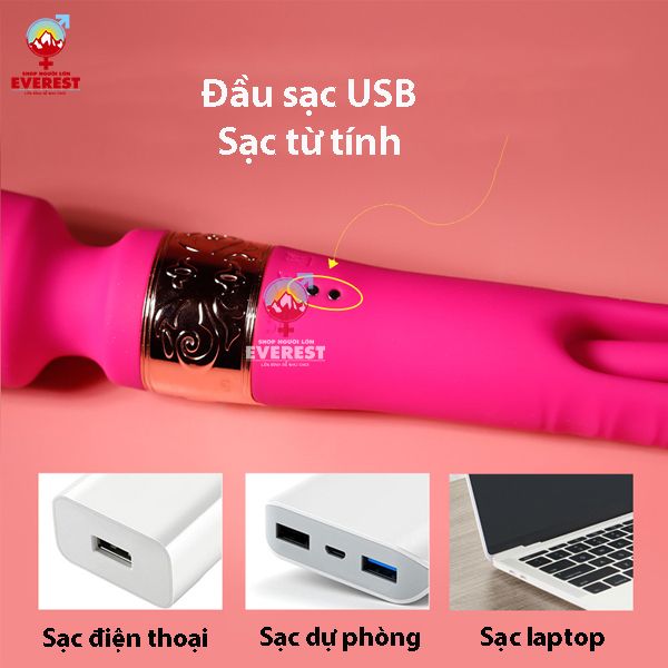  Chày rung Ellie 2 đầu kèm lưỡi rung 10 tần số cực mạnh cao cấp 