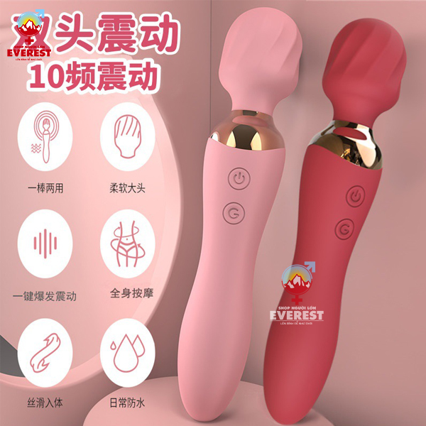  Chày rung tình yêu 2 đầu massage rung 12 tần số đầu sưởi ấm 