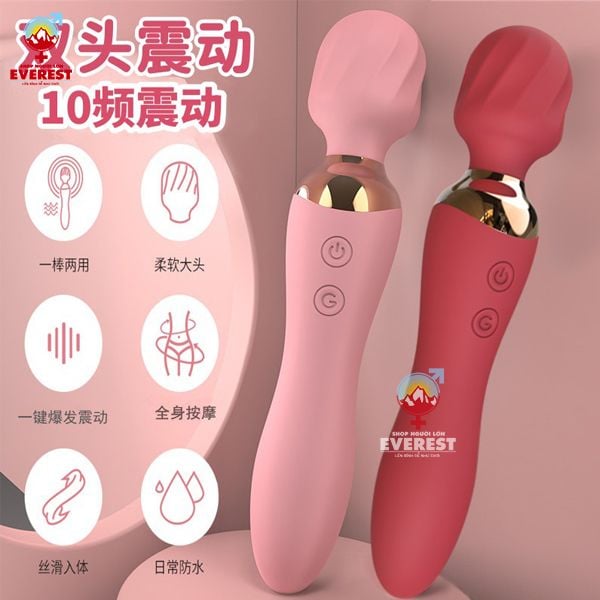  Chày rung tình yêu 2 đầu massage rung 12 tần số đầu sưởi ấm 