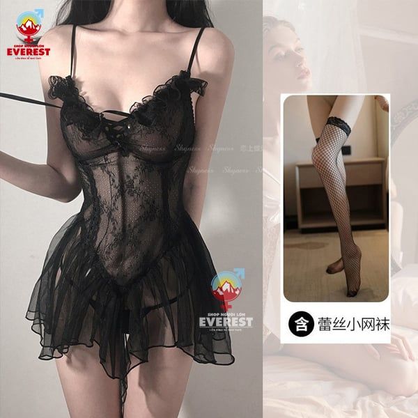  Đồ ngủ sexy váy tiểu thư bó xuyên thấu gợi cảm 