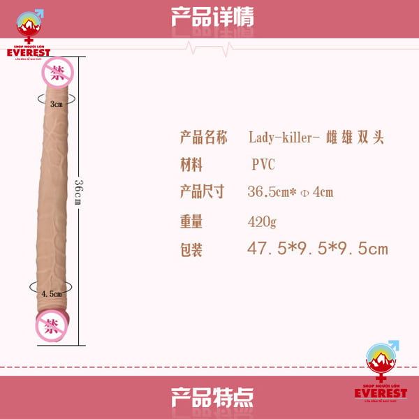  Dương vật giả 2 đầu siêu dài silicon mềm mịn dành cho Les 