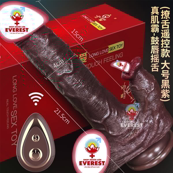  Dương vật giả 2 đầu rung thụt điều khiển từ xa da đen size lớn 