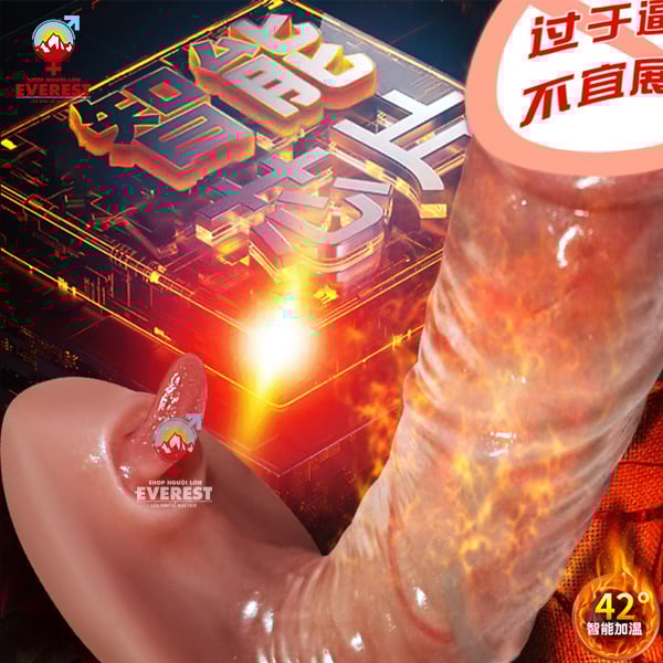  Dương vật giả 2 đầu tỏa nhiệt kèm lưỡi liếm điều khiển không dây 