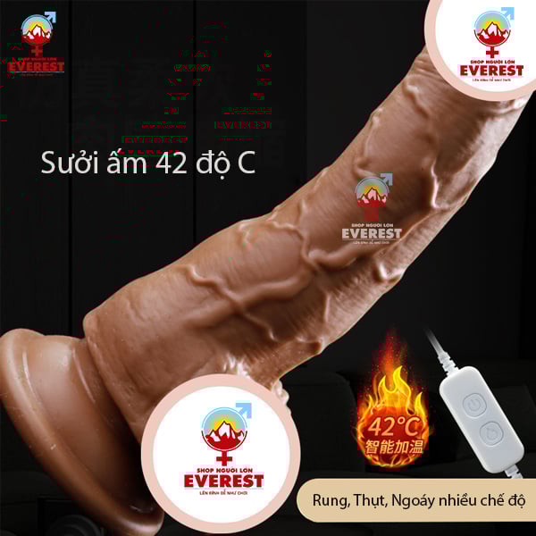  Dương vật giả cong rung xoay thụt 7 tần số kèm tỏa nhiệt 