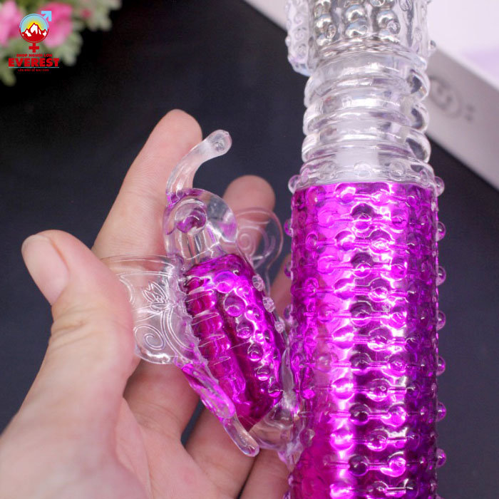  Dương vật giả xoay bi rung thụt kèm đầu rung con bướm Libo 