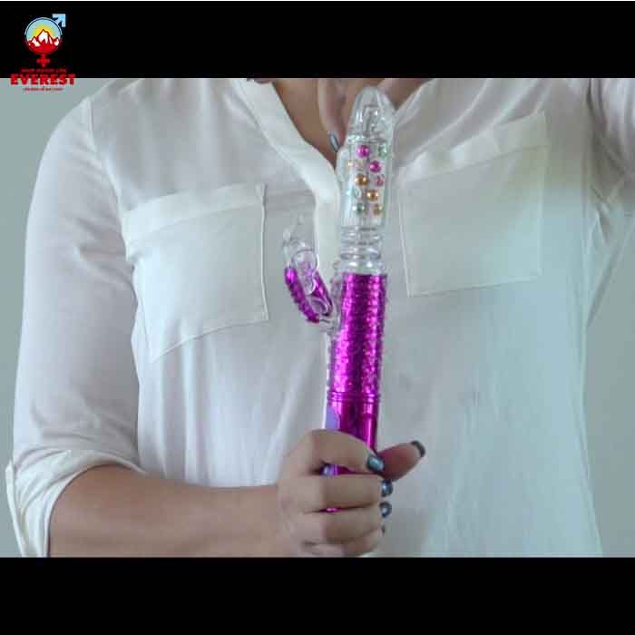  Dương vật giả xoay bi rung thụt kèm đầu rung con bướm Libo 