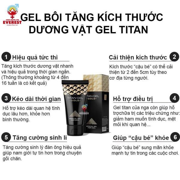  Gel bôi trơn tăng kích thước cao cấp Titan Gold-50ml 