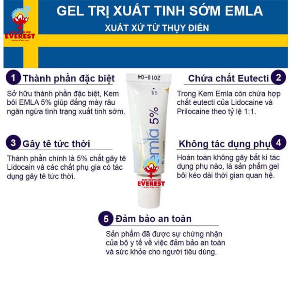  Gel chống xuất tinh sớm Emla 5% kéo dài thời gian quan hệ 