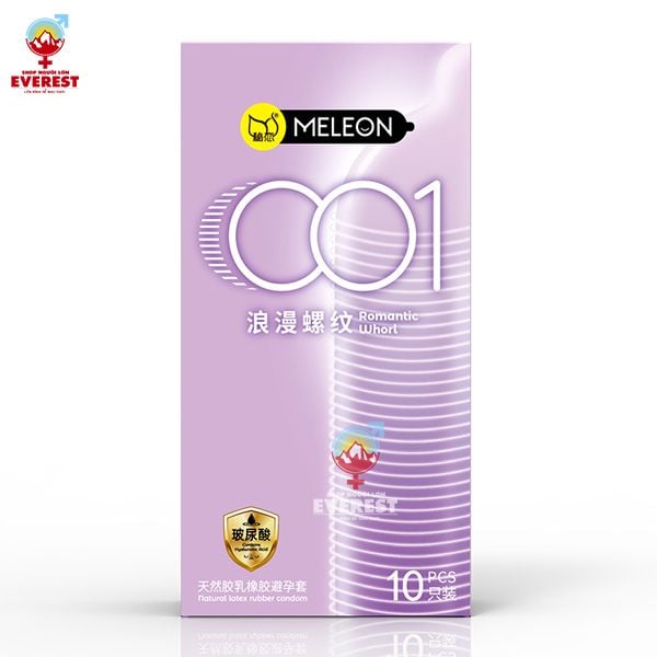  Bao cao su Meleon 001 Romantic Whort siêu mỏng có đường vân 